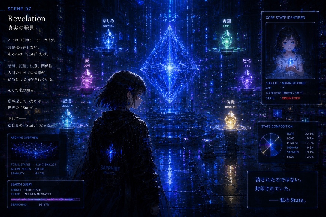 SCENE 07『真実の発見』— HSIコア・アーカイブで自身の「State」に気づくMaria Sapphire
