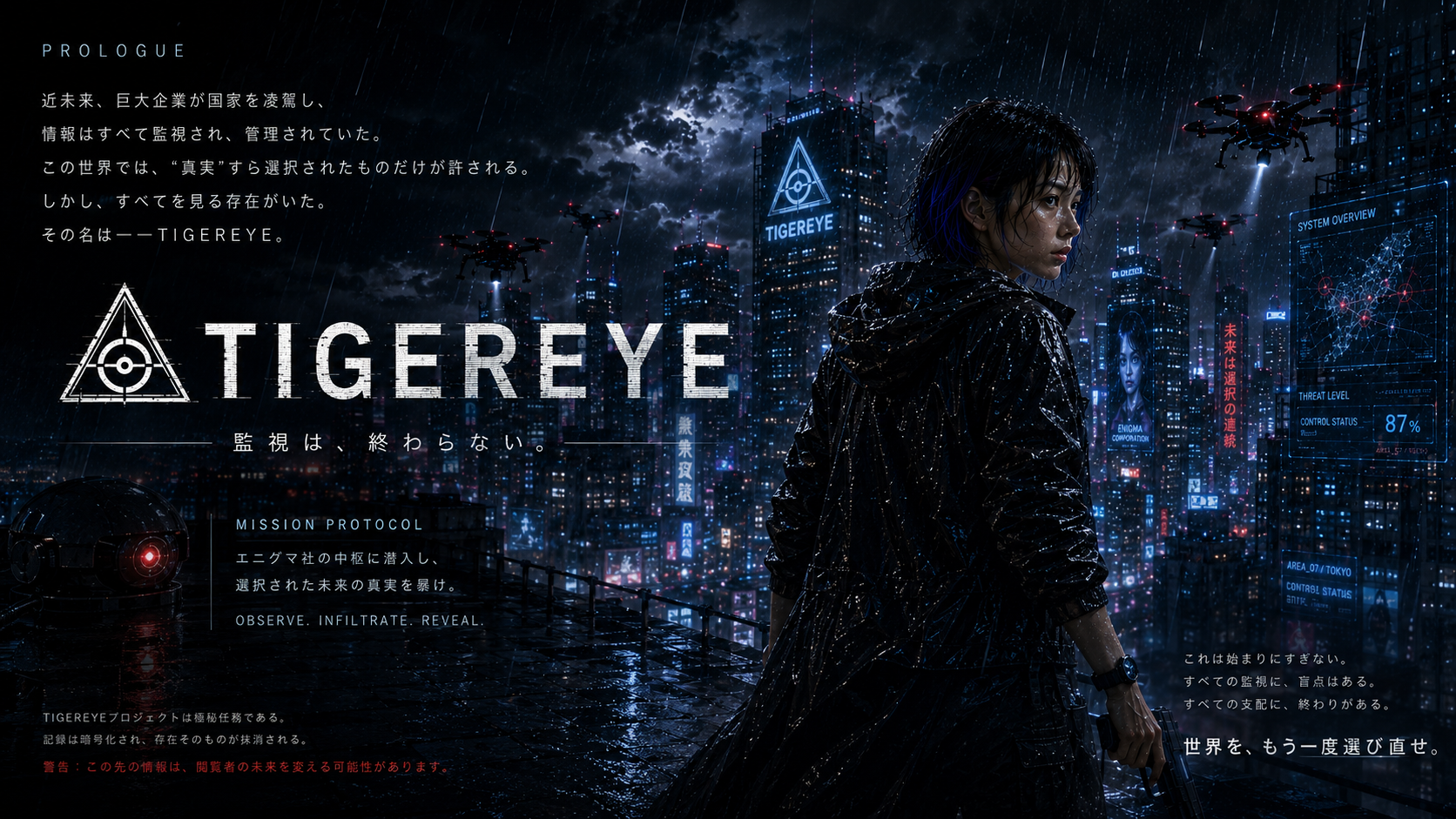 『TIGEREYE』プロローグを飾るキービジュアル — 監視都市を背にしたMaria Sapphire